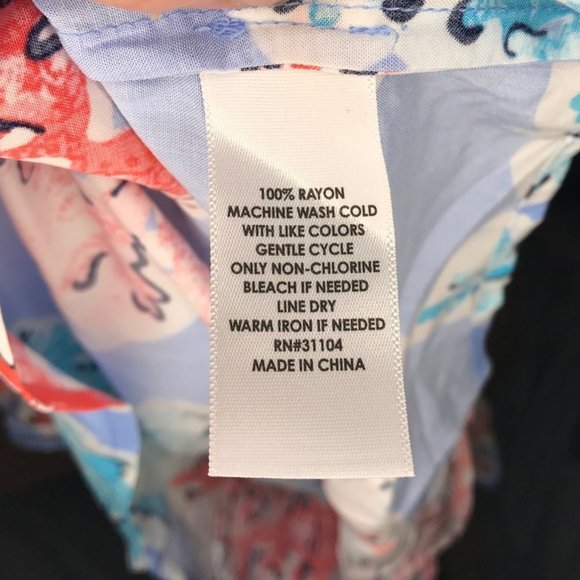 NWT $59 Crown & Ivy Small Blue Coral Colorful Beach Nautical Summer Light Blouse - Picture 8 of 8